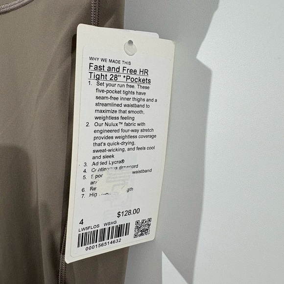 NWT lululemon fast and free high rise tight 28” *pockets sz 4 WSHG - Picture 4 of 4